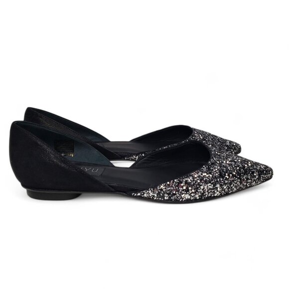 Viajiyu Metallic Glitter Flats Women's Pointed Toe Open Side Italian Evening 6.5 - Picture 6 of 9